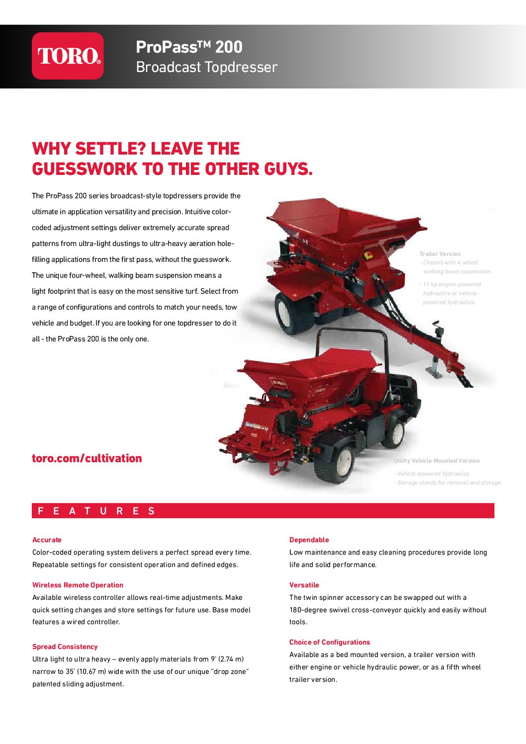 Toro ProPass 200 Spec Sheet