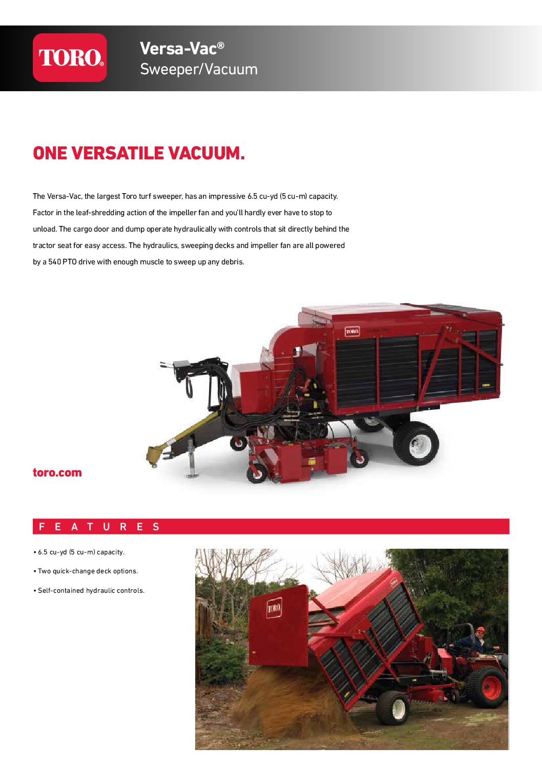 Toro Versa Vac Spec Sheet