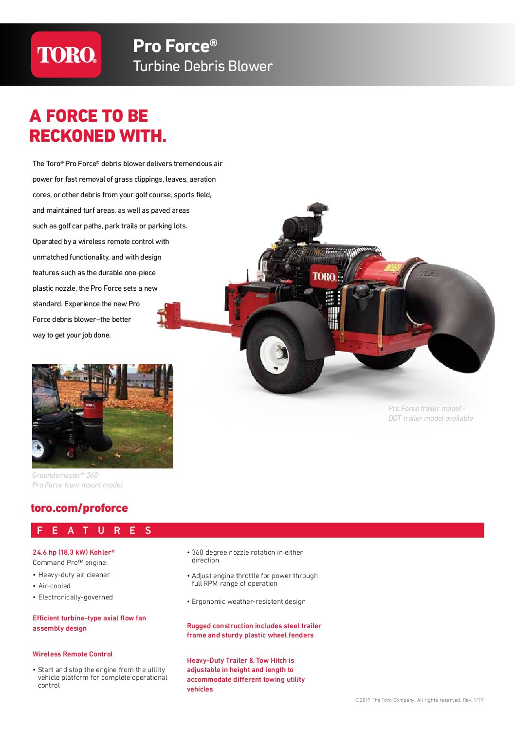 ProForce Turbine Debris Blower Spec Sheet