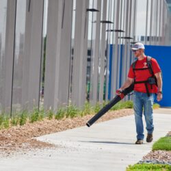 60V MAX Revolution Electric Battery Backpack Leaf Blower Cannon action shot 2