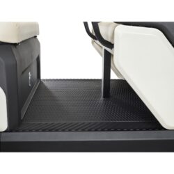 Toro Vista PTV passenger area featuring a close-up of the non-slip textured floor and beige seats, designed for comfort and safety