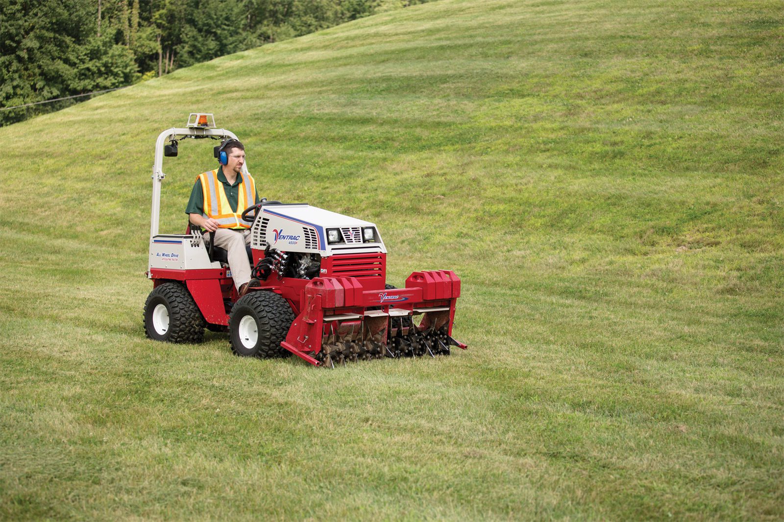 Aeration attachment for online mower