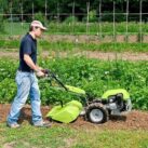 Grillo G55 Rotary Hoe/Walk Behind Tractor - tending to flower bed