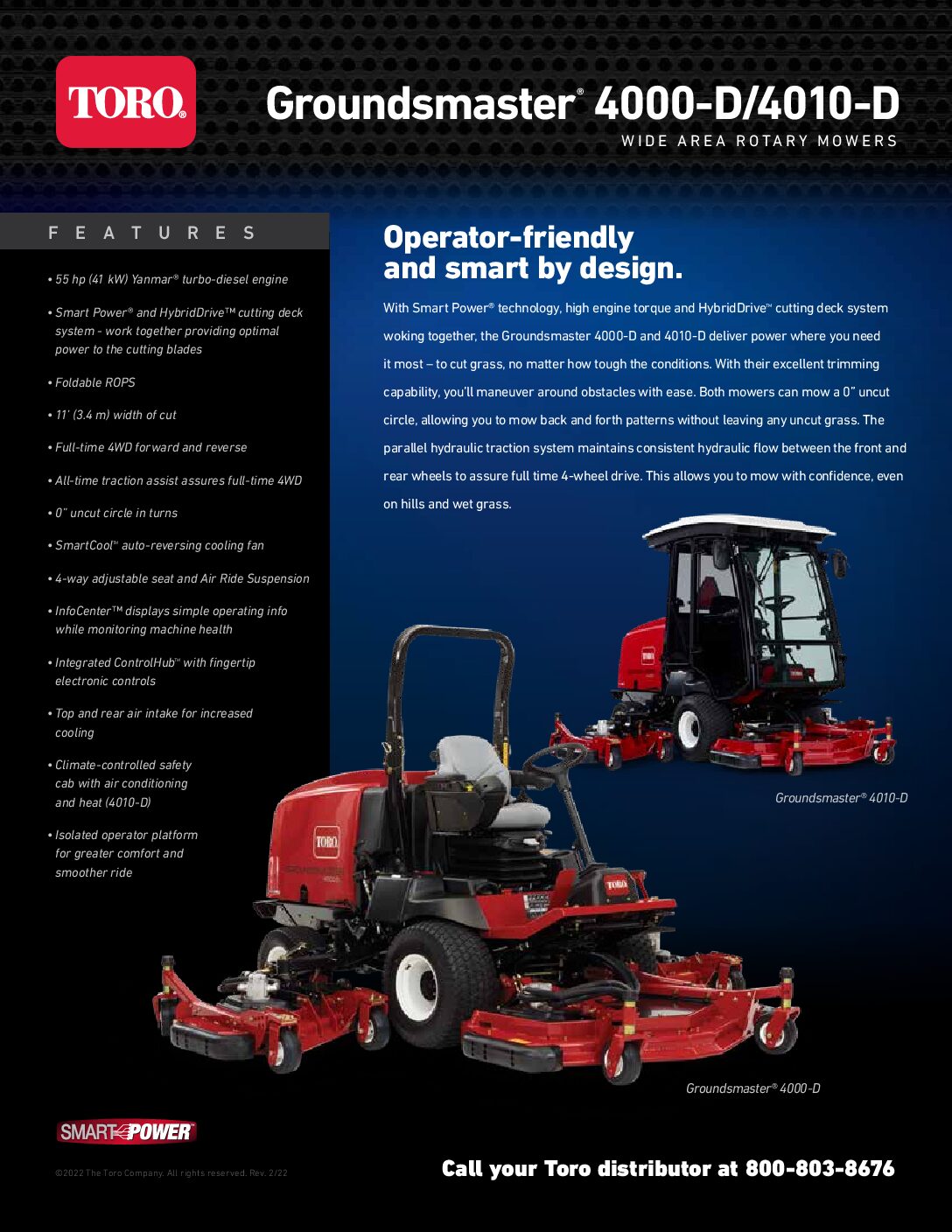 TORO GroundsMaster 4000D Spec Sheet