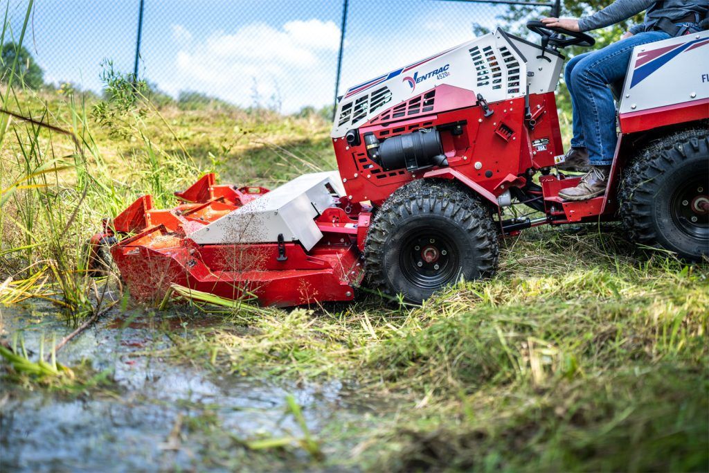 Ventrac Tough Cut Mower Attachment - mowing through wet grass / puddles