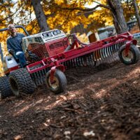 Ventrac 49" Landscape Rake Tractor Attachment - raking public park