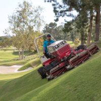 Ventrac Triplex Reel Mower Attachment - mowing golf grounds (steep slope)