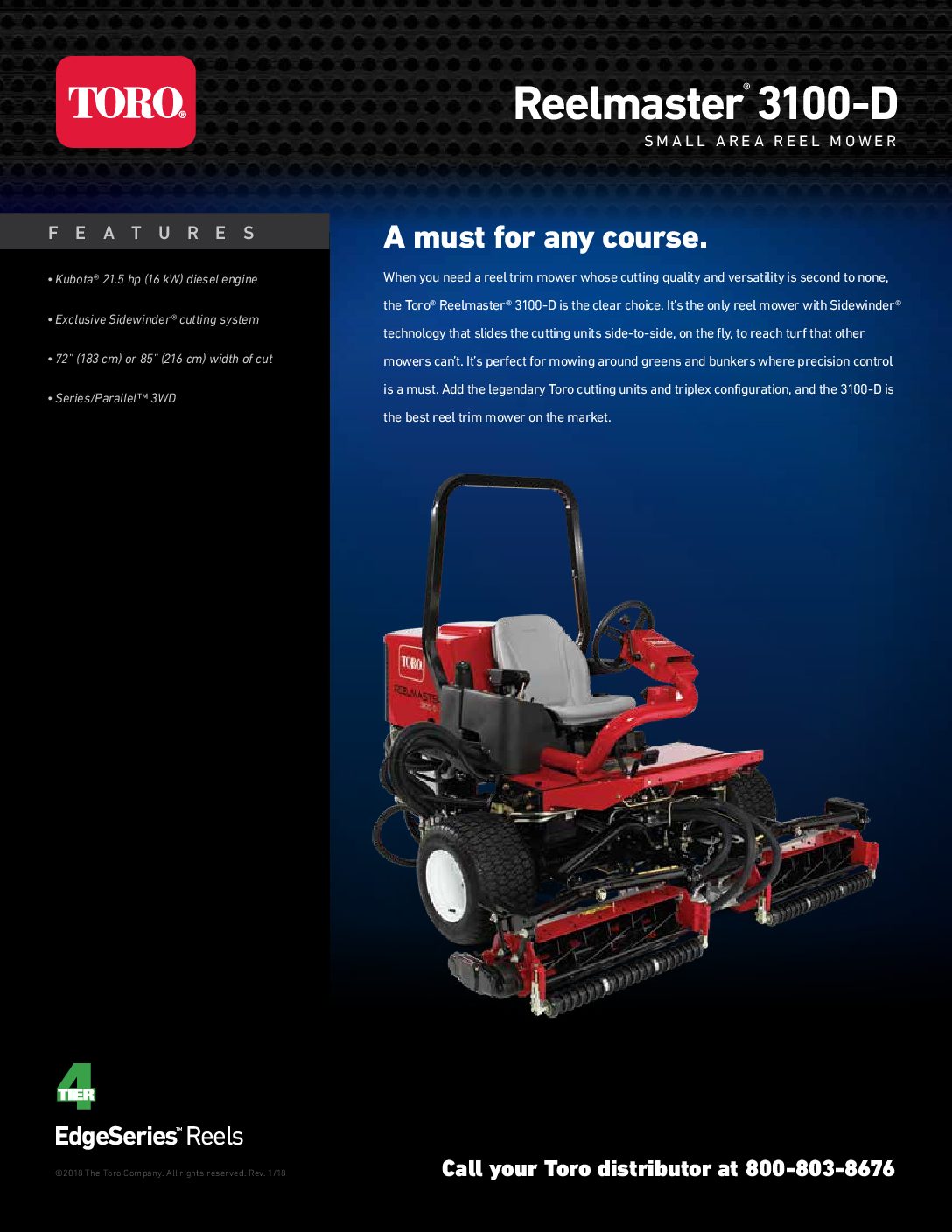 ReelMaster 3100 Toro Spec Sheet