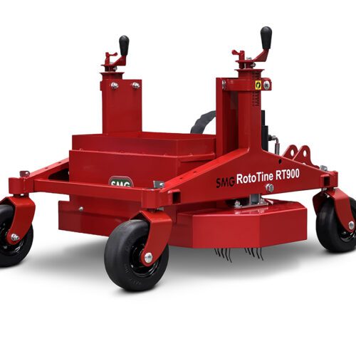 SMG SportsChamp RotoTine RT900 turf maintenance attachment with sturdy wheels and tines for synthetic field care