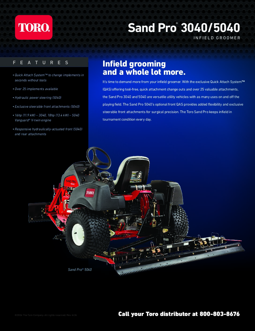 Toro Sand Pro Infield Groomer Sell Sheet