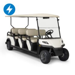 Toro Vista 8 Lithium passenger transport vehicle with beige seating and a white body