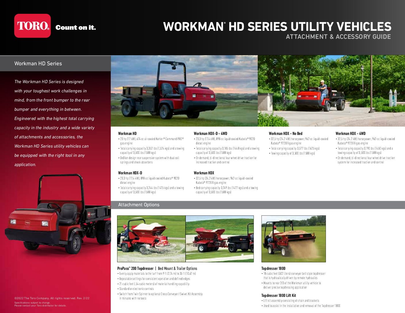 Toro Workman HD HDX Series Accessory Guide