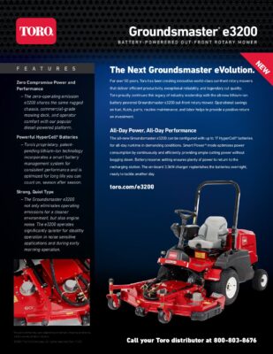 Toro Groundsmaster e3200 Spec Sheet