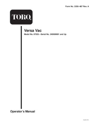 Toro Versa Vac Operators Manual