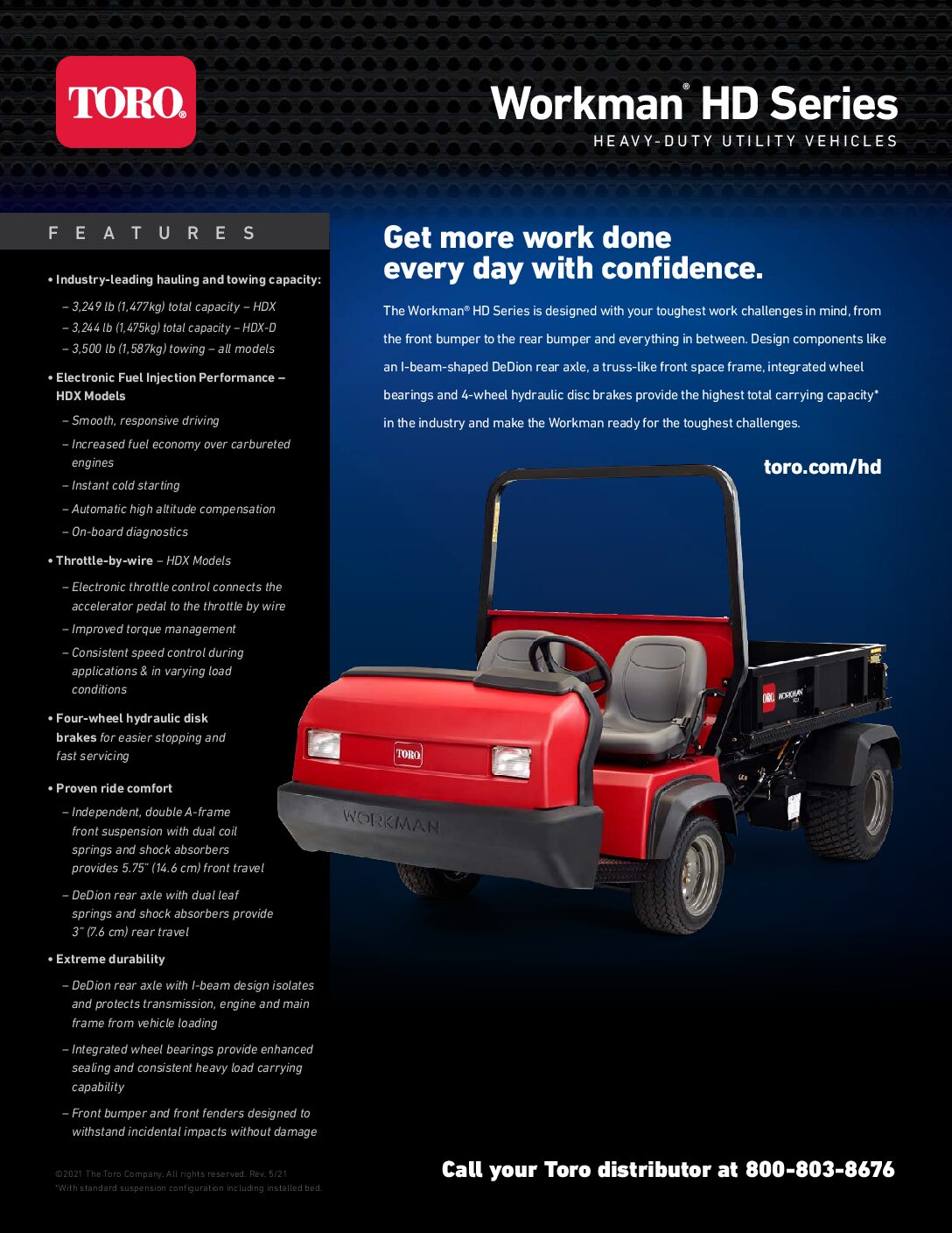 Toro Workman HD / HDX Series Spec Sheet