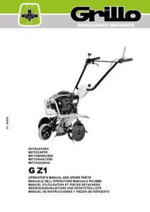 Grillo GZ1 Rotary Tiller Operators Manual and Spare Parts
