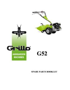 Grillo Rotary Hoe/Walking Tractor G52 Spare Parts Book